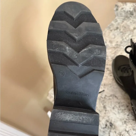 Calvin Klein Black Lace-Up Moto Boots - Picture 4 of 5